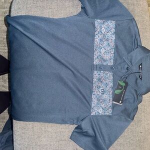 Travis Mathew Navy Polo with Geometric Design